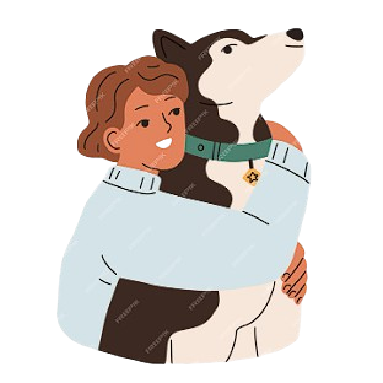 Mujer abrazando a su perrito